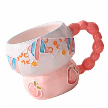 Imagem de MEAKEO Caneca de café de desenho animado de cerâmica, canecas fofas estética pintada à mão caneca de cerâmica criativa, caneca bonita, caneca de café estética, chá de cerâmica, 340 g/400 ml para chá,