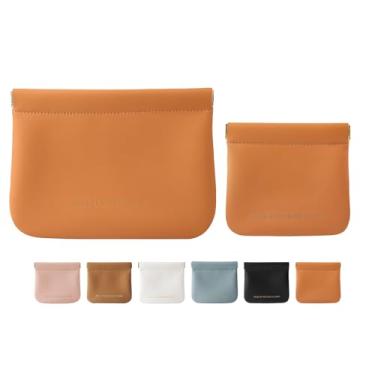 Imagem de NICLNGSH 2 Pequenas Bolsas de Cosméticos para Bolsa, Organossilício Super Fibra de Couro Mini Bolsa de Maquiagem para Mulheres, Fecho de Pressão Bolsa de Maquiagem para Batom, Joias Troca de Chave,