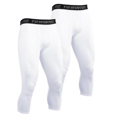 Imagem de Towintec Calça masculina de compressão 3/4, modelagem seca, atlética, treino, corrida,...