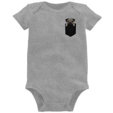 Imagem de Body Bebê PUG de Bolso - Foca na Moda, Cinza, G