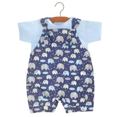 Imagem de Conjunto Macacão Jardineira ELEFANTINHO para Bebê de Malha Menino e Ma