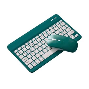 Imagem de CertaMania - Kit Teclado E Mouse Sem Fio Bluetooth Colorido Compativel com Celular Tablet Computador Ipad Streamer Youtuber - Verde Escuro