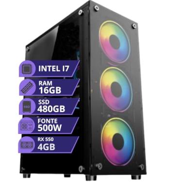 Imagem de Pc Gamer Cpu Intel I7 3.4ghz Ssd 480gb Memoria 16gb Rx550 4gb Fonte 500W