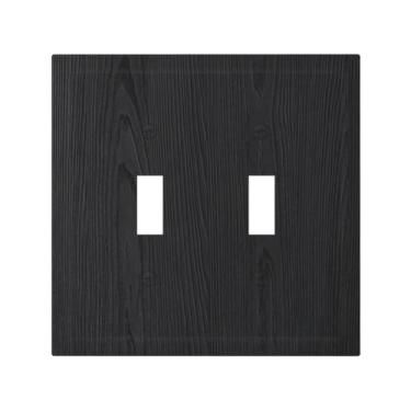 Imagem de Wpshijia Placa de cobertura de interruptor de luz preta vintage textura de madeira rústica de madeira 2 gangs placas decorativas de interruptor placas de parede placa frontal elétrica painéis de
