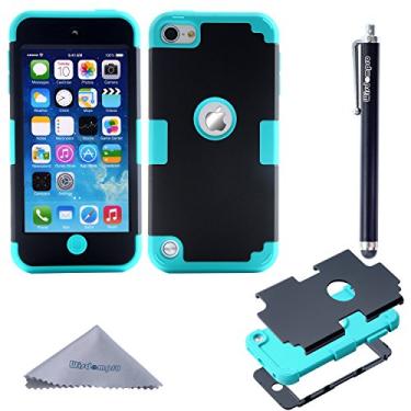 Imagem de Wisdompro Capa para iPod Touch 7, iPod Touch 6, iPod Touch 5, 3 em 1, capa protetora híbrida de silicone macio e policarbonato rígido para iPod Touch 5ª 6ª 7ª geração - Ment/preta
