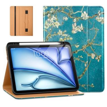 Imagem de DTTO Capa compatível com iPad Air 4, capa de couro premium com suporte integrado para Apple Pencil – despertar/hibernar automático e vários ângulos de visualização para iPad 10,9 polegadas 2020, Blossom