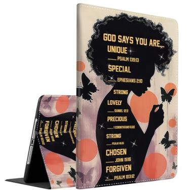 Imagem de Capa para Samsung Galaxy Tab A9 Plus 28 cm 2023, suporte inteligente multi-ângulo, hibernar/despertar automático para Galaxy Tab A9+ SM-X210/SM-X216/SM-X218, borboleta mulher negra afro-americana