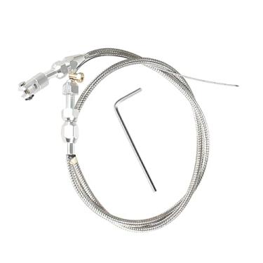 Imagem de Cabo de gás do acelerador de motor trançado de aço inoxidável de 91,4 cm com chave inglesa compatível com motores Chevy LS1 4,8/5,3/6,0L 5,7L