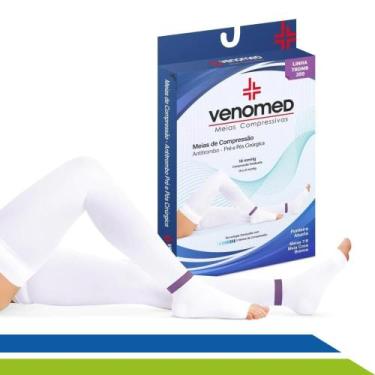 Imagem de Meia Antitrombo Pré e PósCirúrgica Branca Abdominoplastia Bariátrica L