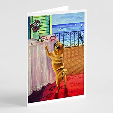 Imagem de Caroline's Treasures 7027GCA7P Cartões de felicitações Pug Helping Yourself Fawn Pacote com 8, 7 x 5, multicolorido