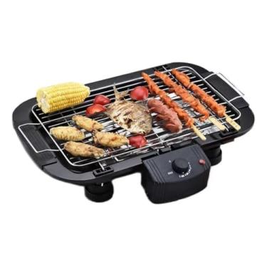 Imagem de Churrasqueira Elétrica Portátil De Mesa Sem Fumaça 127v ou 220v 1500W Com Grelha Inox Antiaderente e Controle De Temperatura (127v)