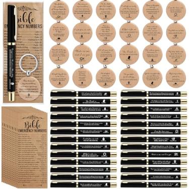 Imagem de Spakon Conjunto de 25 canetas religiosas para presente de Dia dos Pais da Igreja Cristã, Verso da Bíblia, Marcador de livros e escrituras, números de emergência, marcador de livro para mulheres e