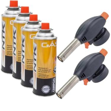 Imagem de Maçarico Culinário Portátil com Regulagem, Kit 2 Unidades + 4 Refis, Gourmet