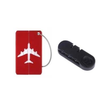 Imagem de Cadeado de Mala com Tag Identificador Vermelho - We Go To