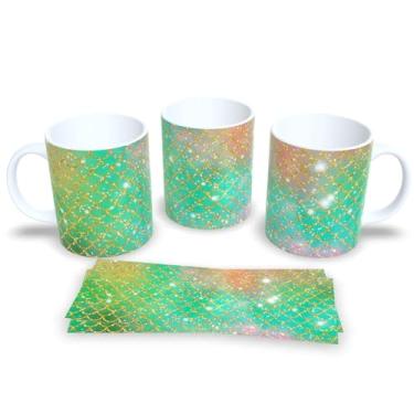 Imagem de Caneca Branca de Porcelana Personalizada Escamas de Sereias 2 (Mod.23)