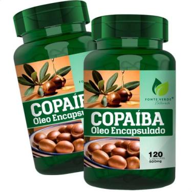 Imagem de 2 Potes Óleo de Copaíba Encapsulado Kit 240 Cápsulas - Fonte Verde