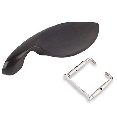 Imagem de MUNEFE Violin Chinrest, Ebony Chin Rest, madeira de ébano com o chão de chão de queixo, suporte de violino para 4/4 de tamanho de violino acessório