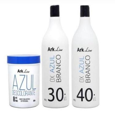 Imagem de Pó Descolorante Azul 500G + 2 Ox Azul Branco 30/40 - Ark line