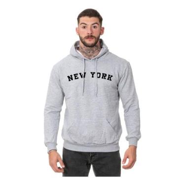 Imagem de Moletom Flanelado Masculino Agasalho Blusa De Frio New York - HS, Cinz