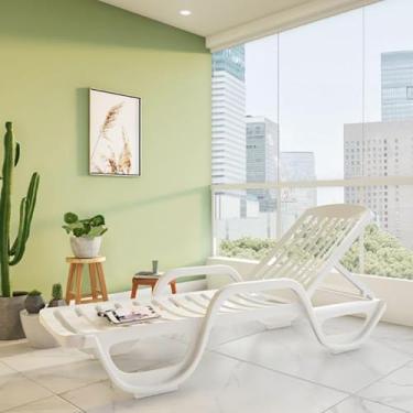 Imagem de Espreguiçadeira Lagoa com Rodas Branca