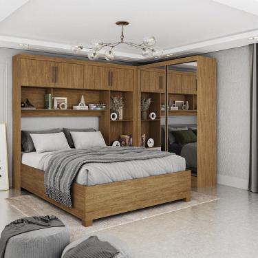 Imagem de Quarto Modulado Casal com Espelho e Cama 6 Portas Belém Premium Carioca Móveis