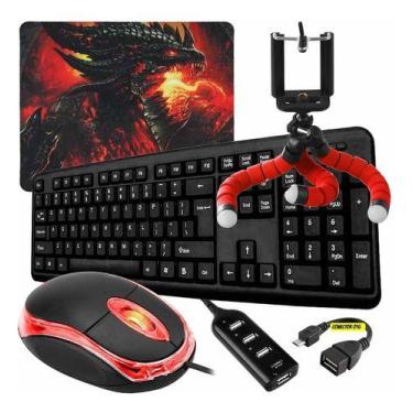 Imagem de Kit Teclado Clássico Abnt2 Usb + Mouse Óptico Usb Plug and Play - Kit 