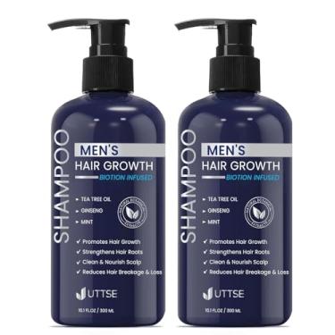 Imagem de Uttse Shampoo De Biotina Para Crescimento Capilar Masculino: Shampoo Natural Espessante Com Óleo De Melaleuca, Ginseng E Hortelã Para Queda E Afinamento Capilar - 2 Pacotes