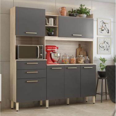 Imagem de Kit Cozinha 6 Portas 2 Gavetas Select com Nicho P/ Forno - Avena Touch/ Grafito Demóbile 