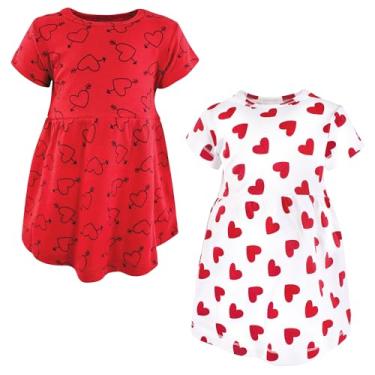 Imagem de Hudson Baby Vestidos de algodão para bebês e meninas, Corações de amor, 0-3 Meses