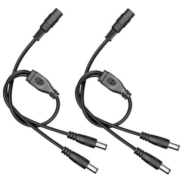 Imagem de Pacote com 2 cabos divisor de energia CC de 1 a 2 vias, 1 cabo adaptador fêmea para 2 machos DC preto com plugue cilíndrico de 5,5 mm x 2,1 mm para câmeras CCTV, fita de luz LED, roteador e mais