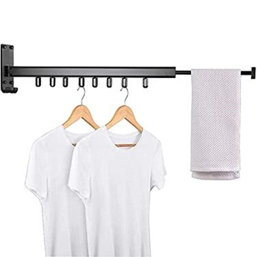 Imagem de AKALNNB Rack de secagem de roupa de aço inoxidável montado na parede toalheiro retrátil para lavanderia ou garagem secadora linha de lavagem casa necessária ambiente alto ()