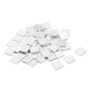 Imagem de Módulo de resfriamento de tom prateado JIUWU pequeno dissipador de calor de alumínio dissipador de calor dissipador de calor condutividade Cooler Fin para IC Transistor Semiconductor 12 mm (C) x 12 mm (L) x 3 mm (A) Pacote com 100