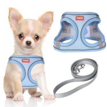 Imagem de Conjunto de arnês e coleira para cães YIMEIS Reflective para cães cinz