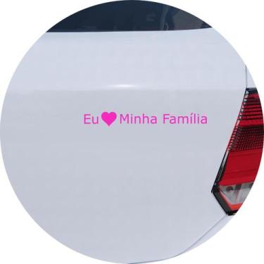 Imagem de Adesivo de Carro Eu Amo Minha Família - Cor Rosa - Melhor Adesivo, Ros