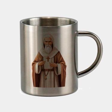 Imagem de Caneca de Inox Premium Prateada 400ml Santo Sao Bento Igreja Catolica 
