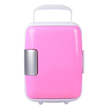 Imagem de Mini geladeira 4L mini geladeira carro refrigerador portátil alimentado por CA/CC refrigerador e aquecedor casa carro geladeira universal veículo peças 3 cores (cor: azul) (rosa)