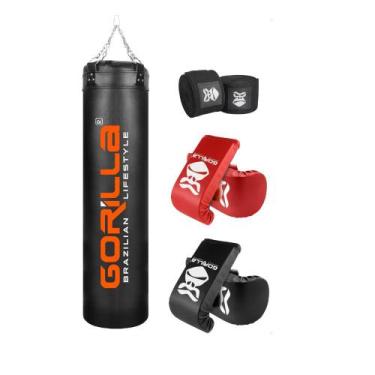 Imagem de Saco De Pancada Profissional 180 Cm + 02 Luvas Bate Saco + Bandagem Fi