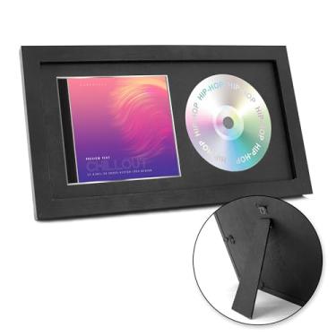 Imagem de FramePro CD Display Frame, 14.2"x7.7" Signed CD Cases and Discs Holder, Wall Music Decor with Real Glass, Black Mat