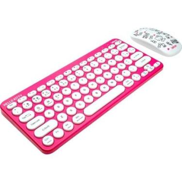 Imagem de Kit Teclado e Mouse Sem Fio Letron Rosa Estampado