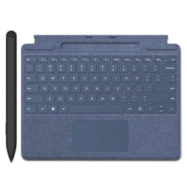 Imagem de Teclado Pro 11 Signature com caneta fina compatível com Microsoft Surface Pro 11/10/9/8, teclado de assinatura magnética Pro 10 para Microsoft Surface Pro 11/10/9/8/X com caneta fina (safira)