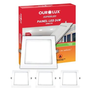 Imagem de 3 Painel Plafon Ourolux Led Embutir 24w Bivolt Luz Neutra