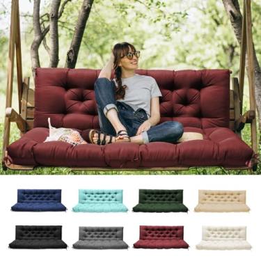 Imagem de Tycdiose Almofadas de balanço para varanda com encosto, almofadas de balanço de substituição à prova d'água para móveis de pátio ao ar livre, almofadas de banco de balanço de 2 a 3 lugares de