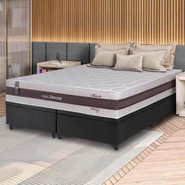 Imagem de Conjunto Box Baú Preto Mali Bege Molas Ensacadas Queen 158x198x77 - King House