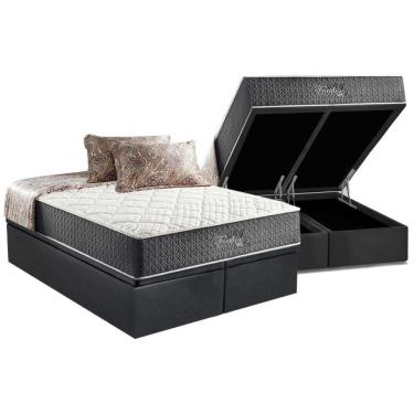 Imagem de Cama Box Baú King Kit MasterPocket Fort Flex com Colchão Molas Ensacadas Suede Gray Anjos
