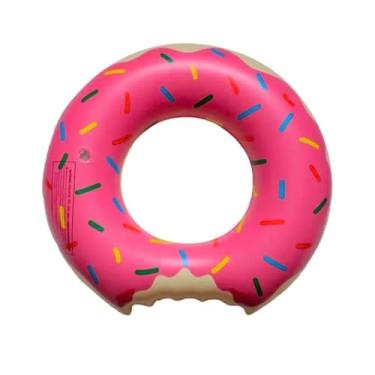 Imagem de Boia Inflável Donut com Mordida, Formato Rosquinha, Piscina e Praia, Tamanho Adulto e Infantil