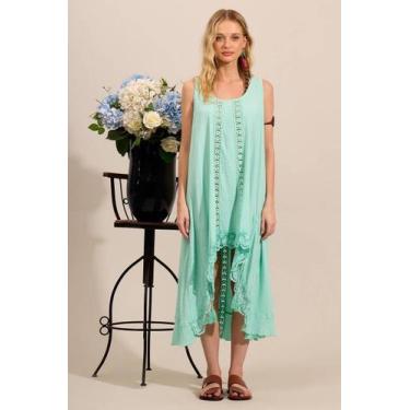 Imagem de Vestido Regata Mullet Com Entremeios Verde Menta Yacamim C22, M, Verde