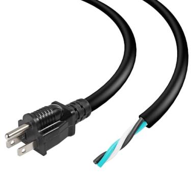 Imagem de VSEER Cabo De Alimentação Universal Para Substituição Aparelhos Ca 3,0 M, 12 Awg, 3 Pinos, Resistente, Com Ponta Aberta E Rabicho. Extensão Sjtw Calibre 12, 20 A, Preto