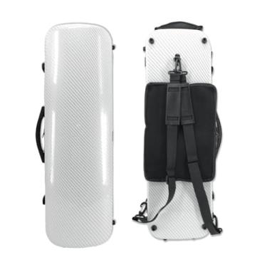Imagem de WUQIMUSC Estojo Para Violino 4/4, Tamanho Integral, Fibra De Carbono, Oblongo, Rígido, Retangular, Acolchoado Macio, Com Alças Traseiras E Bolsa Partituras (Branco)