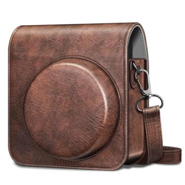 Imagem de FINTIE Capa Protetora Para Câmera Instantânea Instax Mini 99 - De Couro Vegano Premium Com Alça Ajustável Removível (Marrom Vintage)