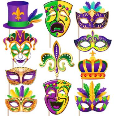 Imagem de Duormal Decorações De Mardi Gras, Adereços Para Cabine Fotos - Terça-Feira Gorda, Baile Máscaras Carnaval, Festa Em Nova Orleans Decor-Mardi Favor Kit, Suprimentos Aniversário